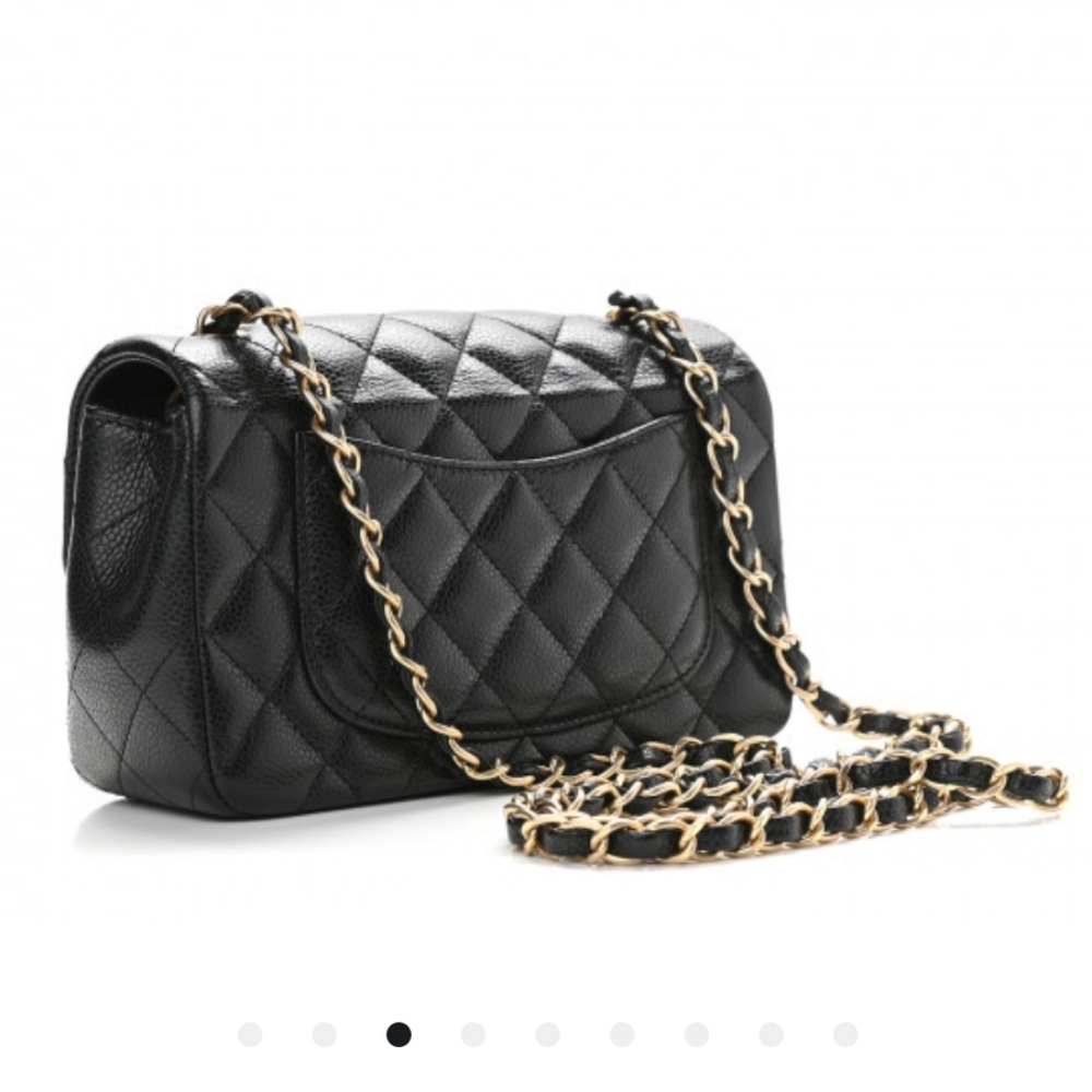 Chanel Black Caviar Rectangular Mini Bag Brushed Gold Chain - Picture 2 of 16